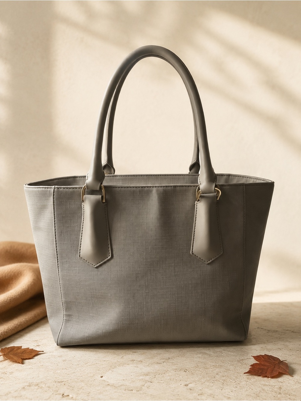 Dagne Dover Signature Tote Taupe Classic Structured Work Travel Bag